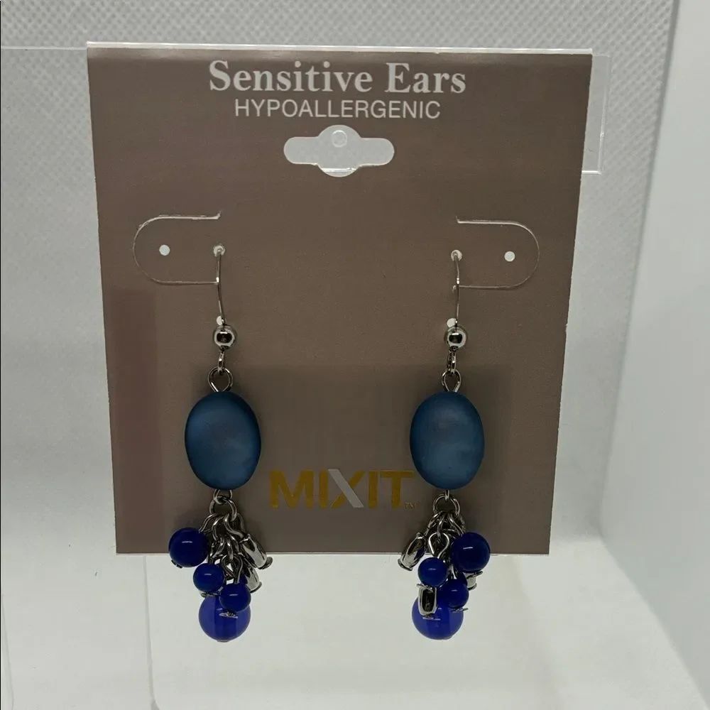 3For$20 MIXIT Blue Dangle Earrings for Sensitive Ears
